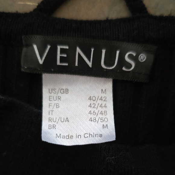 VENUS Black Ribbed Women's Blouse - Picture 3 of 4